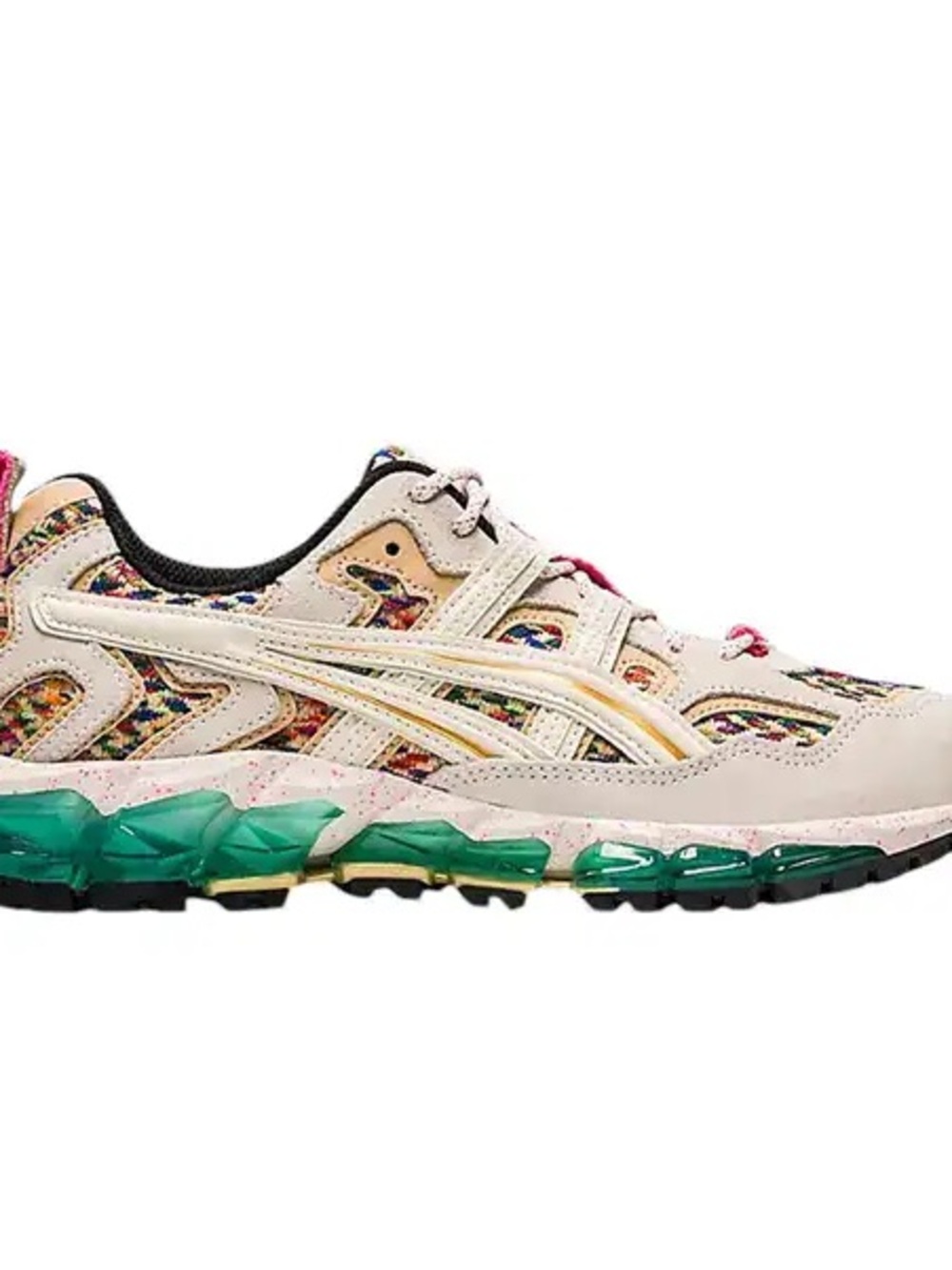 ASICS Women's Gel Nandi 360 Beige Knit Sneakers with Teal Green Sole Accents